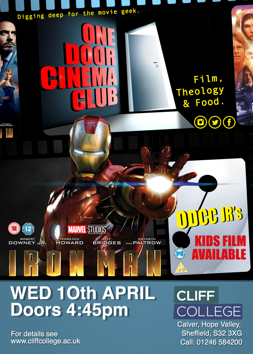 Poster of One Door Cinema Club Event presenting Iron Man at Cliff College, Sheffield on 10/04/2019